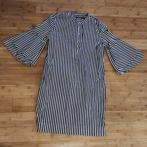 Lauren Ralph Lauren Black and White Striped Long Sleeve Dress